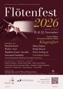 Plakat Flötenfest 2026 mit Artists, Workshops und Ausstellung